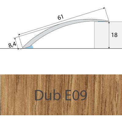 Profil Team Přechodový profil dub E09 61mm 1 m – Zboží Mobilmania