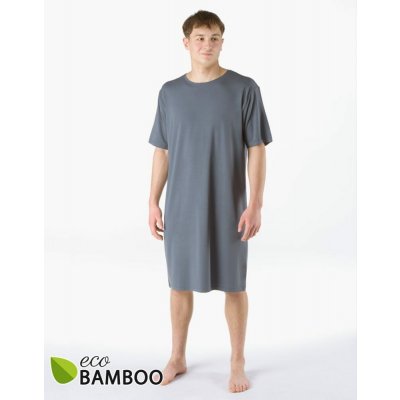 Gina pánské košile noční pánská krátký rukáv šité jednobarevné Bamboo 79206P tm. šedá – Sleviste.cz