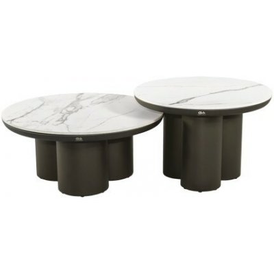 Apple Bee Konferenční stolky Tonga (sada 2 ks) kulaté, 80 cm + 60 cm, rám Bronze (bronzová), deska keramický kompozit dekor Marble – Hledejceny.cz