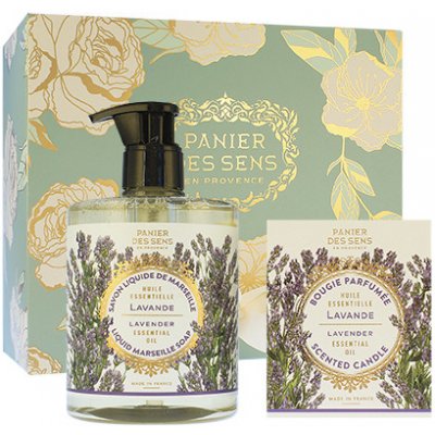 Panier Des Sens Relaxing Lavender tekuté mýdlo 500 ml + vonná svíčka 180 g dárková sada – Zbozi.Blesk.cz