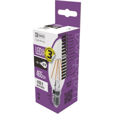 Emos LED žárovka FIALEMENT CANDLE 4W40W 465lm E14 neutrální bílá – Hledejceny.cz