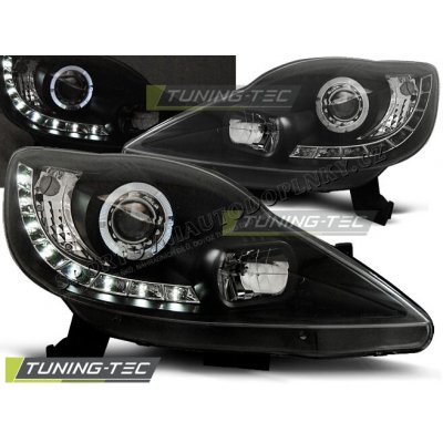 PEUGEOT 107 2005+ PŘEDNÍ ČÍRÁ SVĚTLA DAYLIGHT LED BLACK | Zboží Auto