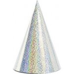 Party Deco Papírové čepičky holografické stříbrné 6 ks – Zboží Dáma