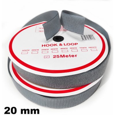 Pásek na suchý zip HÁČEK a SMYČKA SET šedý 20 mm balení 25 m – Hledejceny.cz