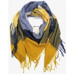 Classic Scarf dámská / pánská žlutá modrá šedá kostkovaná vlněná šála / čtvercový šátek karo a třásně – Sleviste.cz