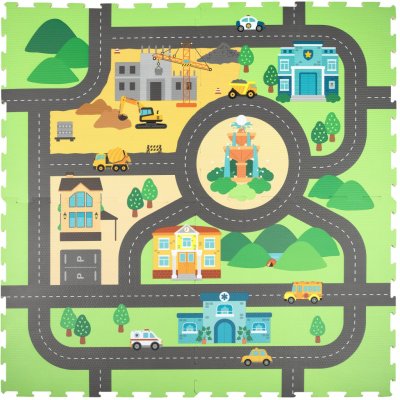 Humbi Pěnová vzdělávací podložka 120 × 120 cm městské ulice 4 díly – Sleviste.cz