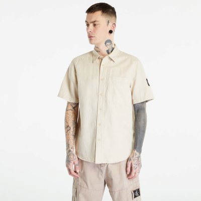 Calvin Klein Jeans linen short sleeve shirt classic beige – Hledejceny.cz