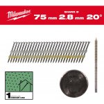 Milwaukee 4932492588 Páskované rámové hřebíky s kulatou hlavou 20°, 75 mm RS/B/SC1 (2 000 ks)