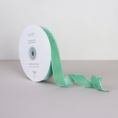 Bella Rose Sametová stuha 2 cm – Dusty Mint (10 m), zelená barva, textil – Hledejceny.cz