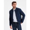 Pánská bunda Ombre Clothing Men's Biker jacket in structured fabric V3 OM-JANP navy blue