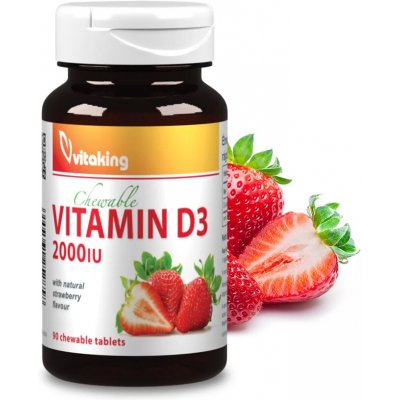 Vitaking Vitamin D3 2000 IU jahoda 90 tablet – Hledejceny.cz