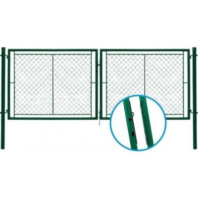 Brána IDEAL II. dvoukřídlá 3605x1200,Zn+PVC, zelená RAL 6005 – Zboží Mobilmania