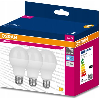 Osram 3x LED žárovka E27 A60 19W 150W 2452lm 4000K – Hledejceny.cz