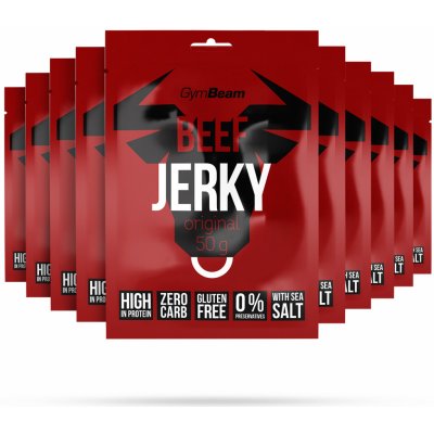 GymBeam Sušené maso Beef Jerky originál 10 x 50 g – Zboží Mobilmania