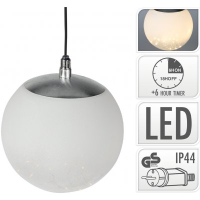 KOOPMAN Dekorační osvětlení svítící koule 18 cm bílá 80 LED bílá teplá s časovačem – Hledejceny.cz