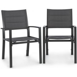 Blumfeldt Torremolinos, zahradní židle, 2ks, hliník, ComfortMesh, tmavěšedé (GDMB8-Torremolinos)