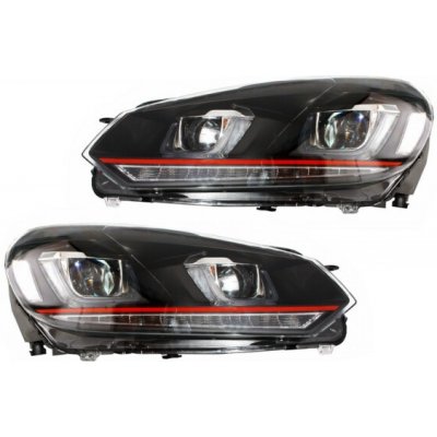 KITT RHD Headlights suitable for VW Golf 6 VI (2008-2013) Golf 7 3D LED DRL U-Design LED Flowing Turning Light Red Stripe – Sleviste.cz