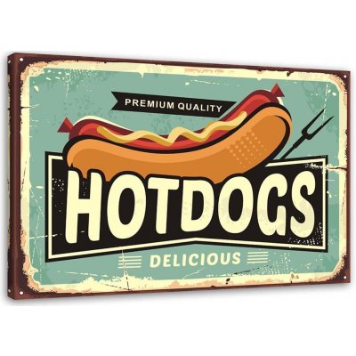 Gario Obraz na plátně Retro cedule hot dog Rozměry: 60 x 40 cm