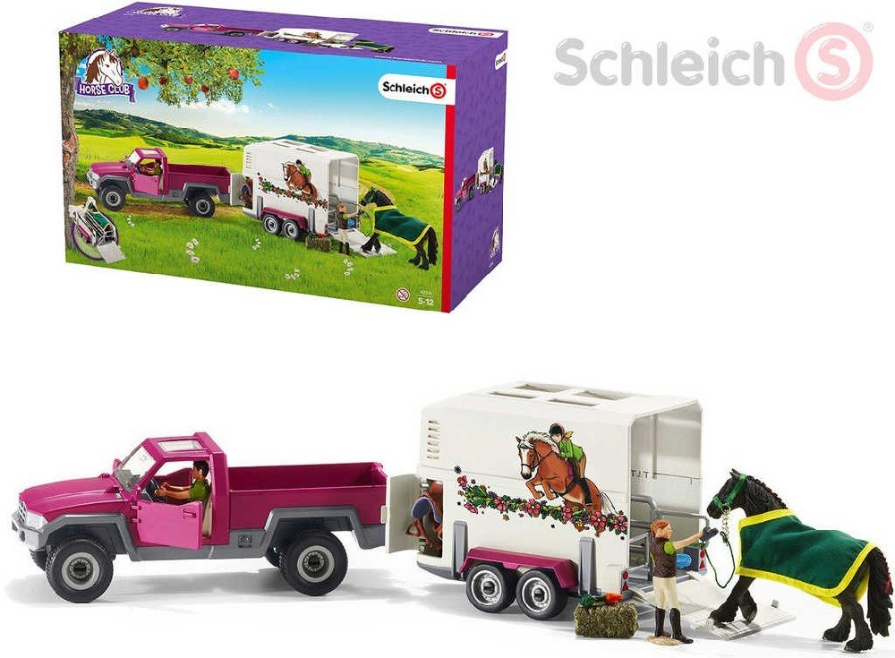 Schleich Auto pickup s koněm + figurky s doplňky 14 ks v | Srovnanicen.cz