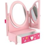 Zrcadlo šperkovnice Princess 3 dílné zásuvka dřevo – Zboží Dáma