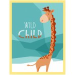 Dětský plakát Divoké dítě Žirafa 40X50 cm + žlutý rám