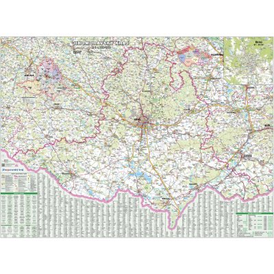 Jihomoravský kraj - nástěnná mapa 130 x 96 cm Varianta: bez rámu v tubusu, Provedení: laminovaná mapa v lištách