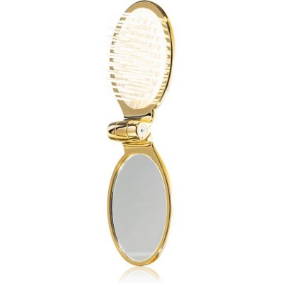 Janeke Gold Line Golden Folding Hair-Brush with Mirror hřeben na vlasy se zrcátkem 9,5 x 5,5 x 3,5 cm – Zboží Mobilmania