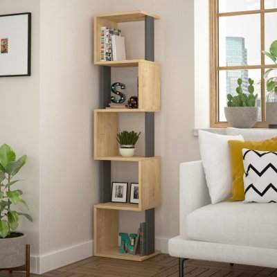 Asir Knihovna PIRI dub sonoma antracit – Zboží Dáma