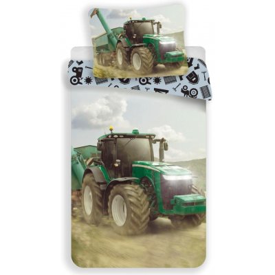Jerry Fabrics bavlna povlečení Traktor Green 140x200 70x90