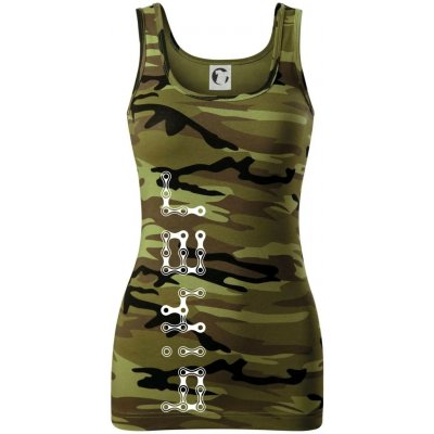 Biker nápis na výšku řetěz dámské Maskáčové tílko Zelený maskáč – Zboží Dáma