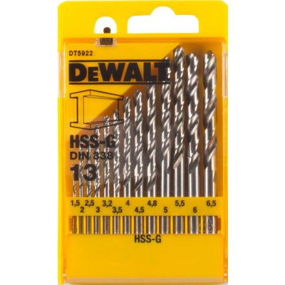 DT5922 DEWALT 13DÍLNÁ SADA VRTÁKŮ DO KOVU HSS-G V PLASTOVÉ KAZETĚ