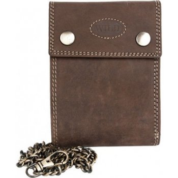 Wild Celokožená tmavě peněženka s 45 cm dlouhým řetězem a karabinkou