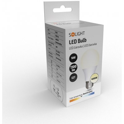 Solight LED žárovka, klasický tvar, 10W, E27, 4000K, 270°, 1100lm – Sleviste.cz