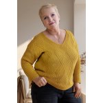 Italy fashion Elegantní svetr MOHAN hořčicová – Zboží Mobilmania