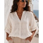 Fashionweek dámská bavlněná košile s výšivkou elegantní boho styl UB-Tonkee béžová – Zboží Mobilmania