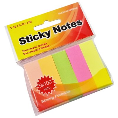 Záložka 15x50 mm, 5 barev po 100 lístcích – Sleviste.cz