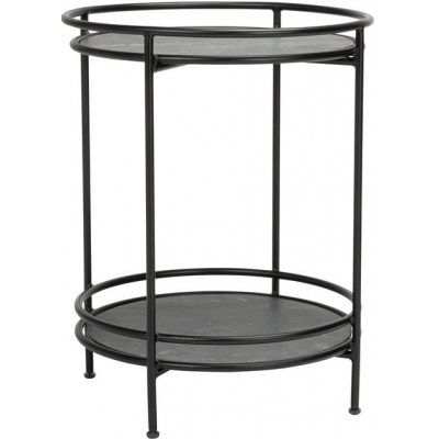 Stern Odkládací stolek Charles, kulatý 52x52x66 cm, rám lakovaný hliník černý (black matt), deska HPL Silverstar 2.0 dekor Slate – Zboží Dáma