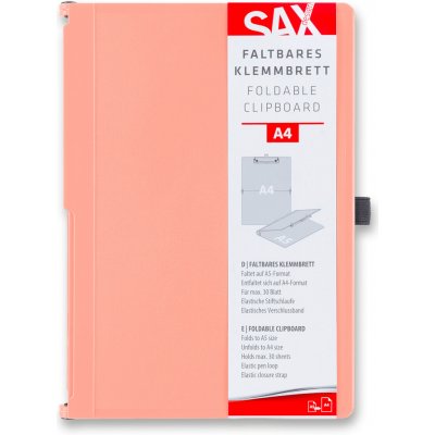 SAX uzavíratelné psací desky s klipem A4 lososové – Zboží Živě