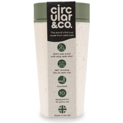 Circular Cup (340 ml) - krémová/zelená - z jednorázových papírových kelímků