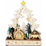 Dekorace MagicHome Vánoce, vesnička, dřevo, 12xLED teplá bílá, 25x7.5x32 cm, 2xAA – Hledejceny.cz