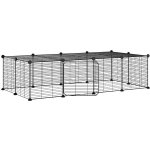 Shumee 20panelová ohrádka pro zvířata s dvířky černá 35 x 35 cm ocel 3114058 – Zboží Dáma