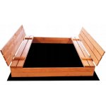ELIS DESIGN Pískoviště dřevěné s krytem/lavičkami XL předvrtané impregnované premium – Zboží Mobilmania