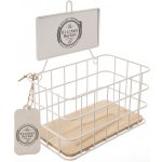 Košík dřevo/kov závěsný hnědý/bílý 21x13x24 cm – Zboží Dáma