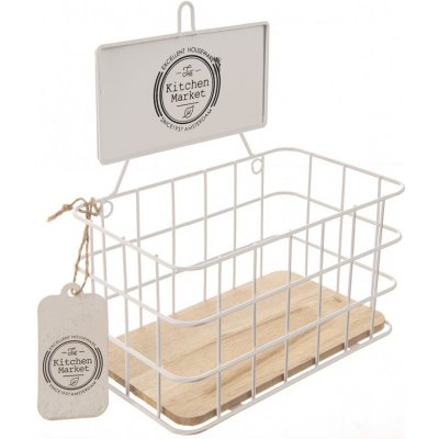 Košík dřevo/kov závěsný hnědý/bílý 21x13x24 cm – Zboží Dáma