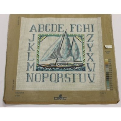 Předloha na vyšívání kanava Loďka s abecedou 50x45cm – Zboží Dáma