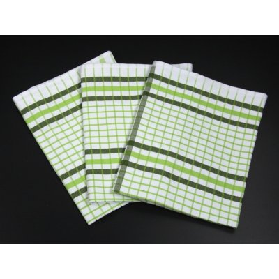 Polášek utěrky EGYPTSKÁ BAVLNA 15 zelené káro/proužek 3 kusy 50x70cm – Sleviste.cz