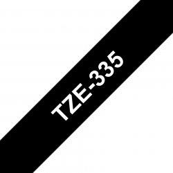 Brother TZE-335, bílý tisk černý podklad, 8m x 12mm
