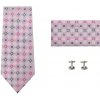 Kravata Růžový Set kravata kapesník a manžetové knoflíčky Emblems
