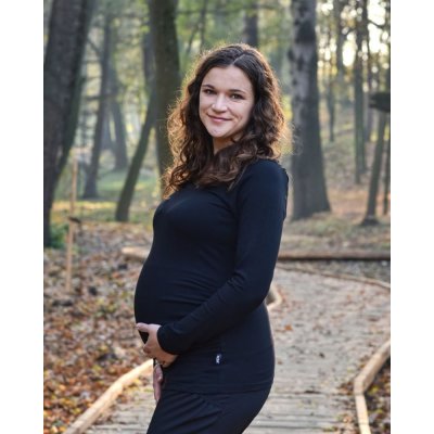 Jožánek Johanka těhotenské tričko dlouhý rukáv černá – Zboží Mobilmania