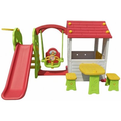 iMex Toys Zahradní domeček s houpačkou a skluzavkou pro děti 5v1 – Zboží Dáma